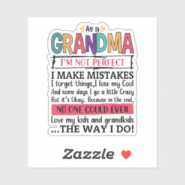 Pegatina Como abuela no soy perfecta, cometo errores