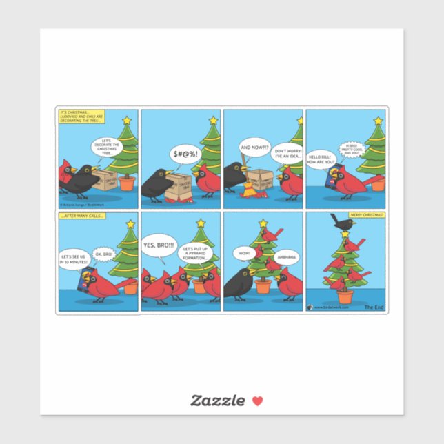 Pegatina Cómo decorar un árbol de Navidad Cómic (Hoja)