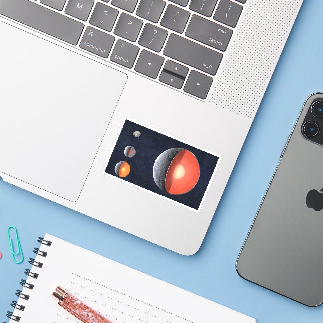 Pegatina Cómo Se Forma Un Planeta Rocoso. (Ordenado portátil con iPhone)
