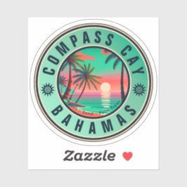 Pegatina Compass Cay Bahamas Retro Sunset Souvenir de los a