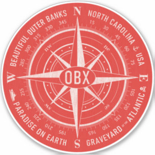 Pegatina Compass OBX Bancos exteriores Vintage rojo blanco