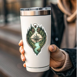 Pegatina Compass Waterfall Vinyl Sticker | Die-Cut Sticker