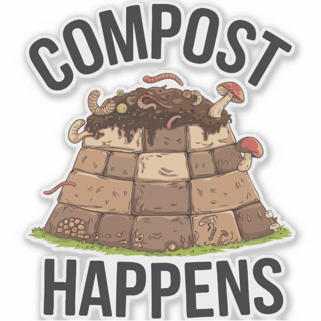 Pegatina Compost sucede - Divertido arte ecológico (Anverso)