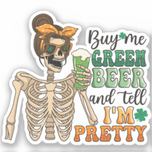 Pegatina Compra cerveza verde - Skeleton   Día de San Patri