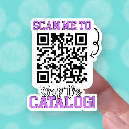 Pegatina Comprar el catálogo Purple QR Code Pequeña Empresa