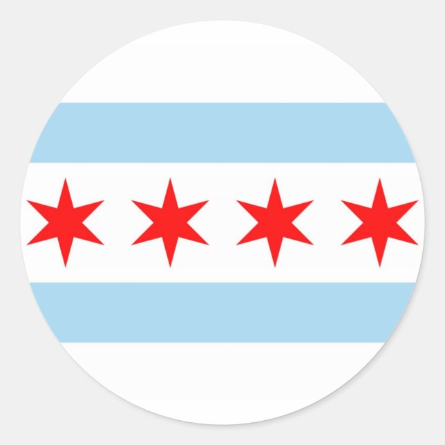 Pegatina con Bandera de Chicago, Illinois (Anverso)