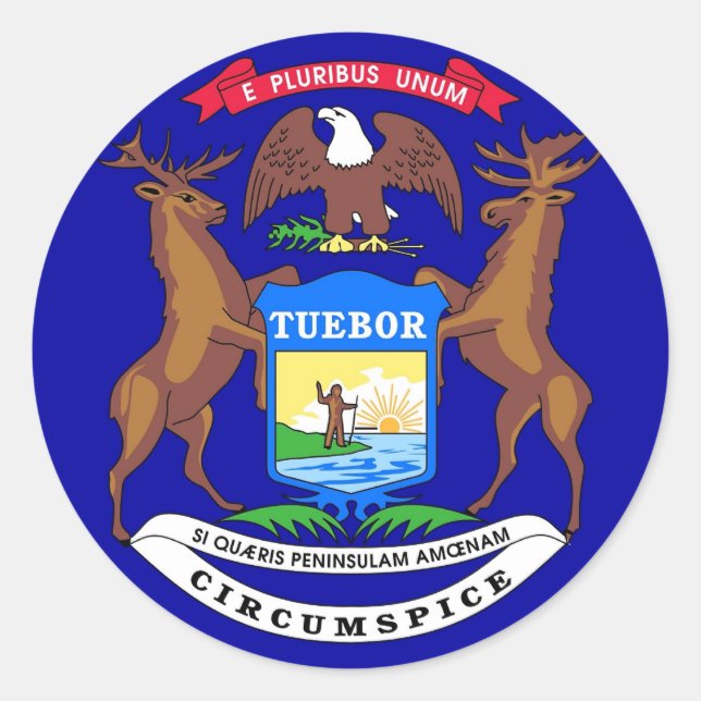 Pegatina con bandera de Michigan (Anverso)