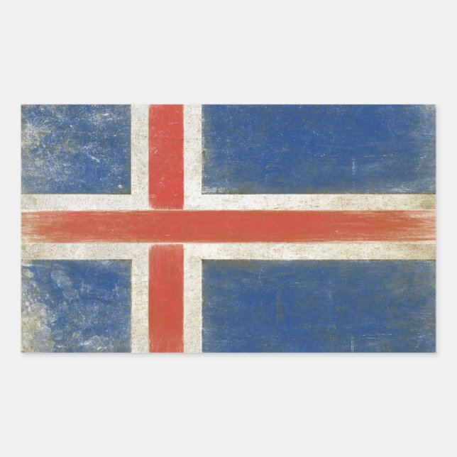 Pegatina con bandera en peligro de Islandia (Anverso)