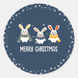 Pegatina con conejitos con pañuelos