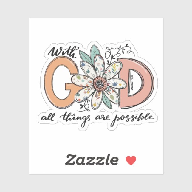 Pegatina Con Dios todas las cosas son posibles (Hoja)