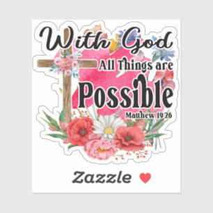 Pegatina Con Dios Todas las Cosas Son Posibles Biblia Crist