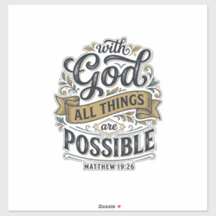 Pegatina Con Dios Todas las Cosas Son Posibles Vintage Cris