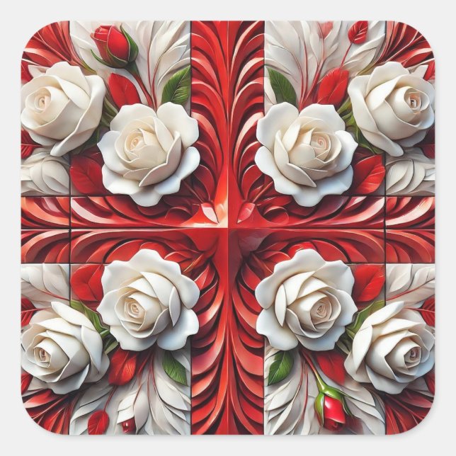 Pegatina con diseño de Rosas ingleses (Anverso)