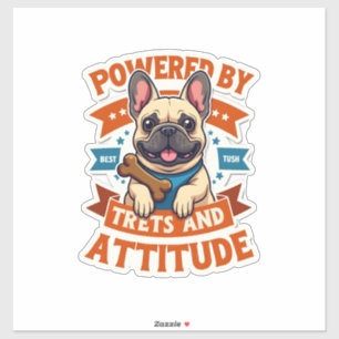 Pegatina Con Energía de Golosinas y Actitud Bulldog Francés