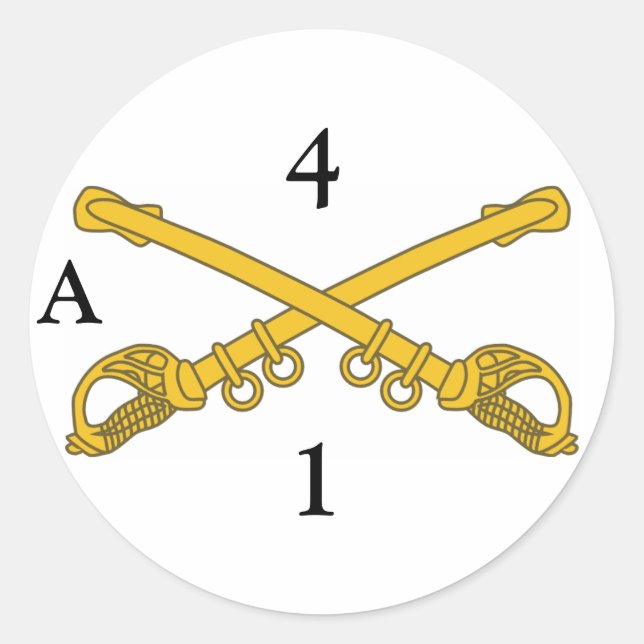 Pegatina con insignia de la caballería 4, 4, 1, A (Anverso)
