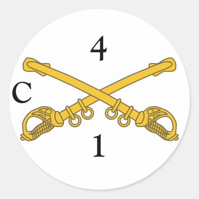 Pegatina con insignia de la caballería 4, 4, 1, C (Anverso)