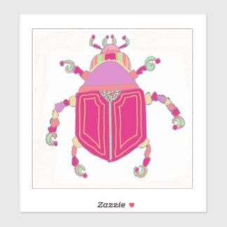 Pegatina con lavavajillas y escarabajo rosa capric