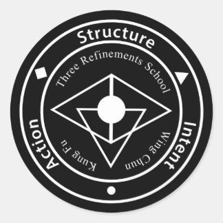 Pegatina con logotipo de tres refinamientos (negro