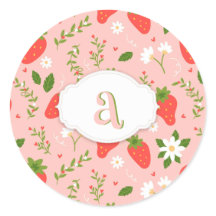 Pegatina con patrón de fresa adorable