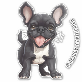 Pegatina 🐶 Con texto personalizado, cachorro francés