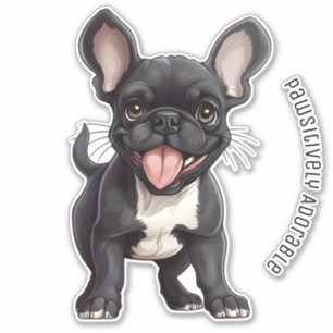 Pegatina 🐶 Con texto personalizado, cachorro francés