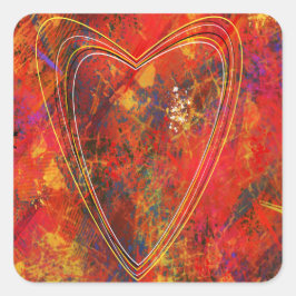 Pegatina con un corazón en llamas