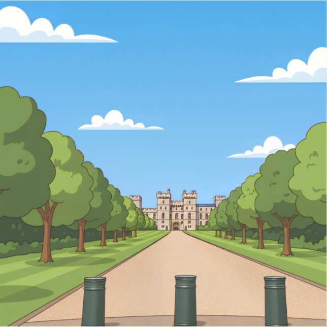 Pegatina con vista a la entrada de Windsor Castle (Anverso)