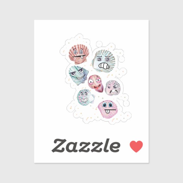 Pegatina conchas oceánicas (Hoja)