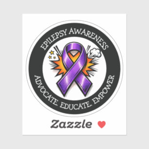 Pegatina Conciencia sobre la Epilepsia Lazo de Conciencia