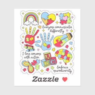 Pegatina Concienciación sobre autismo abraza la diversidad 