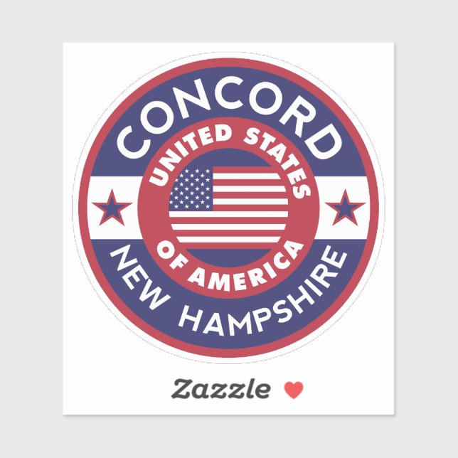 Pegatina CONCORD, New Hampshire (Hoja)