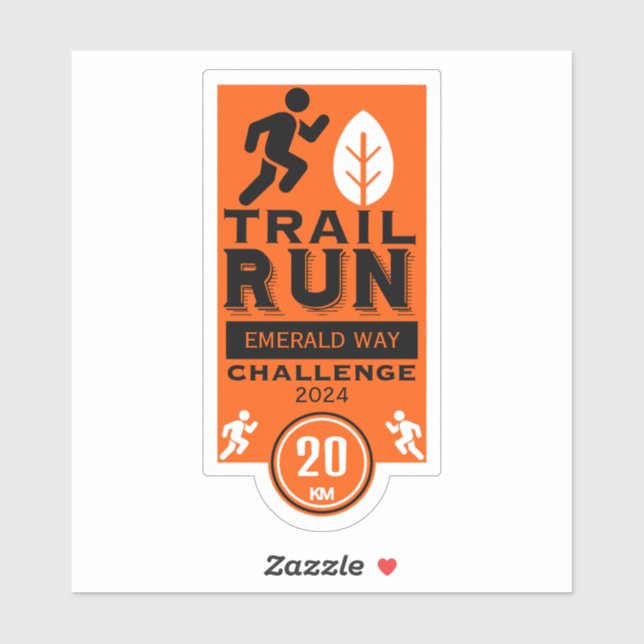 Pegatina Concurso de carreras de Trail Runner (Hoja)