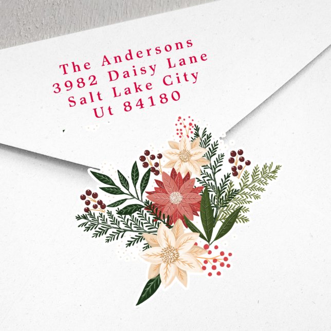 Pegatina Concurso de vacaciones de Navidades de Poinsettia (Showcasing Vinyl Cut Contour Stickers - additional items (bought separately))