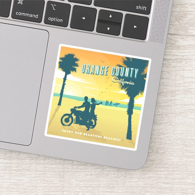 Pegatina Condado de naranja, playas de California (Detalle)