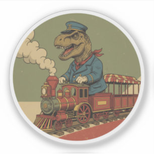 Pegatina Conductor del Tren T-Rex - Ferrocarril de Dinosaur