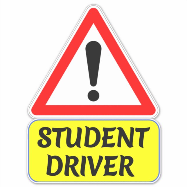 Pegatina Conductor estudiantil con coche de Rótulo de parad (Anverso)