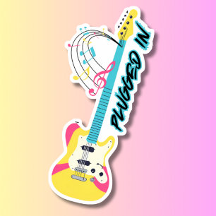 Pegatina Conectado A Prueba De Agua De Guitarra Eléctrica