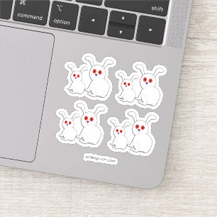 Pegatina conejillos blancos con ojos rojos Halloween