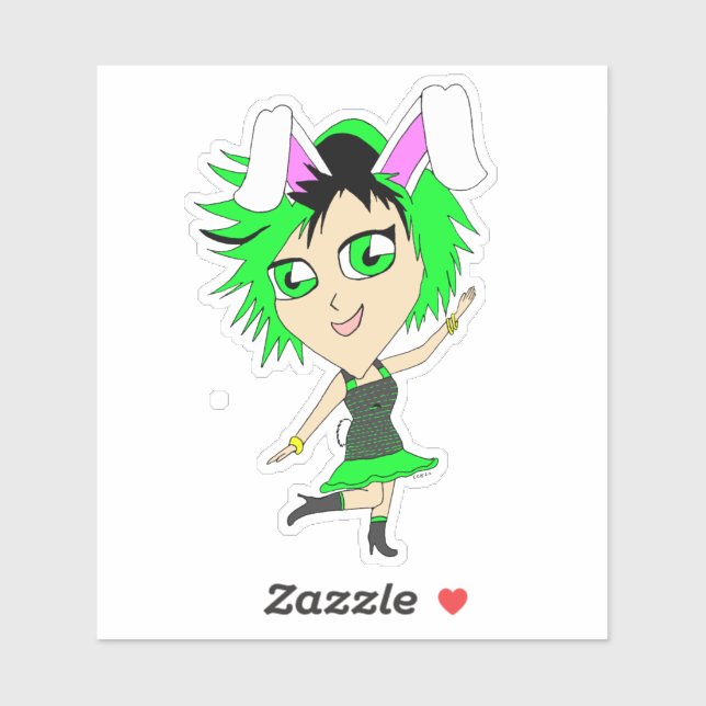Pegatina conejita chibi (Hoja)