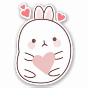 Pegatina Conejito adorable corazón  