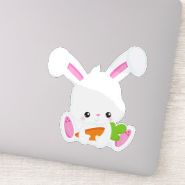 Pegatina Conejito, Conejo Blanco, Conejito Pequeño, Zanahor