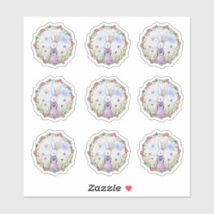 Pegatina Conejito de Pascua, arte acuático suntuoso