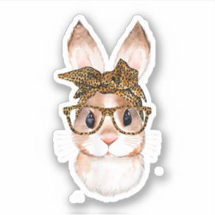Pegatina Conejito de Pascua Mamá Pascua Leopardo Año del R
