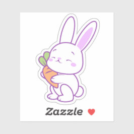 Pegatina Conejito Kawaii Pastel Morado con Zanahoria