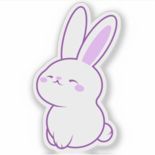 Pegatina Conejito Morado Kawaii Lindo Sonriente Feliz
