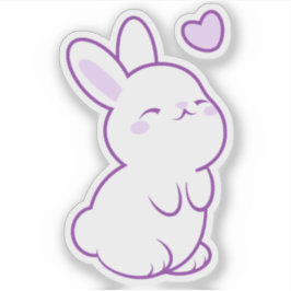Pegatina Conejito morado pastel adorable kawaii de pie y co