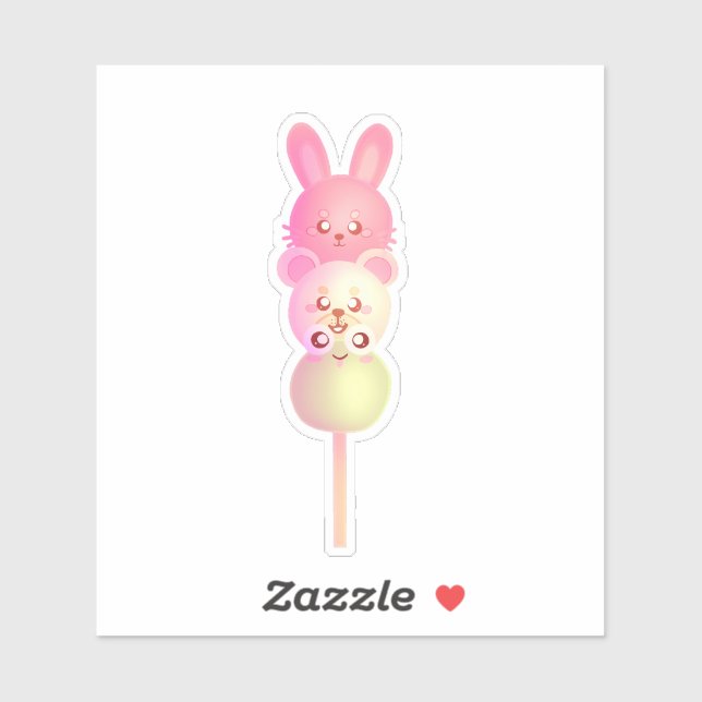 Pegatina Conejito, Oso Y Rana De Dango (Hoja)