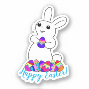 Pegatina Conejo Blanco de Pascua