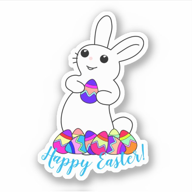 Pegatina Conejo Blanco de Pascua (Anverso)