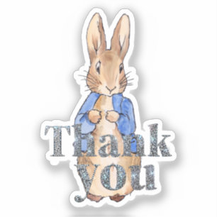 Pegatina Conejo Clásico Bunny chaqueta azul Gracias